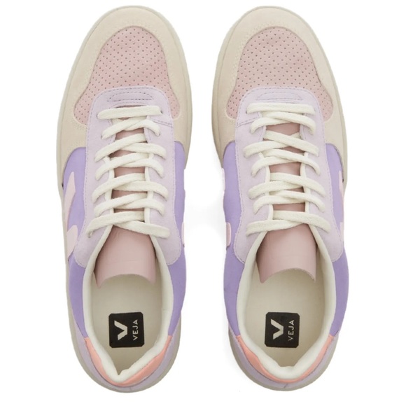 NWT!!! Veja V-10 Leather & Suede Low-Top Sneaker Multi Lavender - Picture 12 of 16